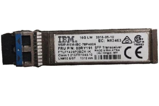 Picture of 00RY191 IBM 16 GB Lwl SFP+ Transceiver For Storwize V7000 Gen2. New Factory Sealed 3 Years IBM Warranty.