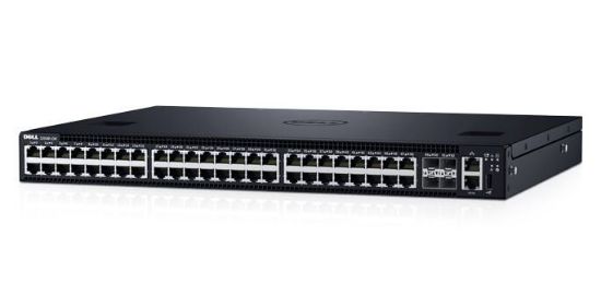 Picture of 210-AEDO Dell S3048-ON Networking 48X 1GBE 4X SFP+ 10GBE Ports Stacking PSU To IO Air 1X AC PSU. Refurbished.