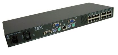 Picture of 31R3143 IBM 2X16 Local Console Manager KVM Switch 16-Ports 1735-2LX PS/2 CAT5 Rack-Mountable. New Bulk Pack.