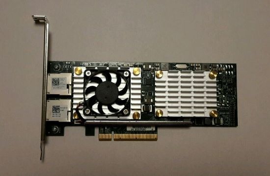 Picture of 540-BBGU Dell Broadcom Dual Port 10GBase T 10 Gigabit Ethernet PCI-E Network Interface Card. Refurbished.