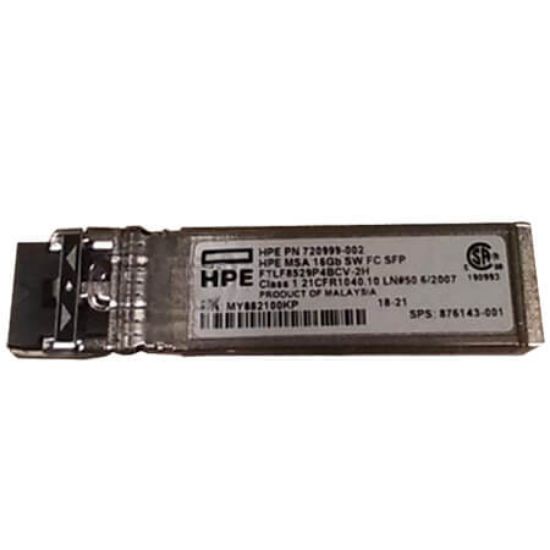 Picture of 720999-002 HPE MSA 16GB Short Wave Fibre Channel SFP+ 4-Pack Transceiver Module. New Bulk Pack.