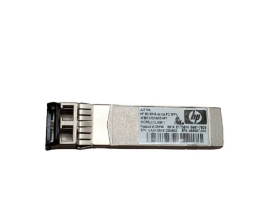 Picture of AJ716A HPE B-Series 8GBPS Shortwave FC 1 Pack SFP+ Transceiver Module. Refurbished.