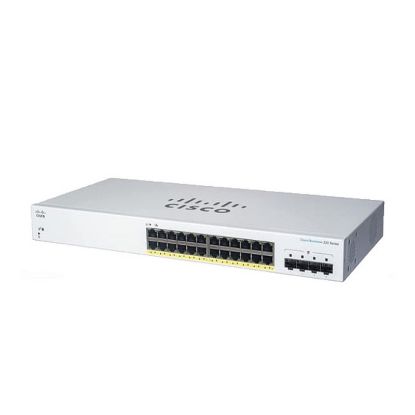 Picture of CBS220-24P-4G Cisco Business 220 Smart Switch, 24 PoE+ Ports, 195 watt, w/SFP Uplink | New Bulk Pack