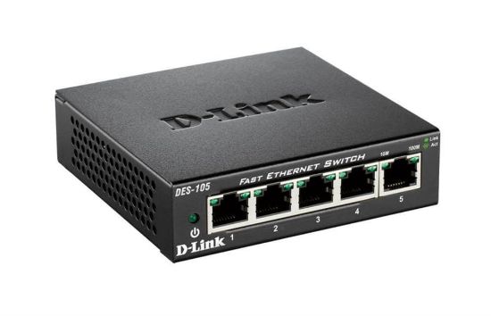 Picture of DES-105 D-Link 5-Port 10/100Base-TX Desktop Switch 5 x Fast Ethernet Network | New Bulk Pack