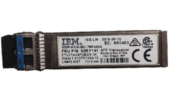 Picture of FTLF1429P3BCV-1K IBM 16 GB LWL SFP+ Transceiver For Storwize V7000 Gen2. New Factory Sealed 3 Years IBM Warranty.