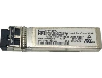 Picture of FTLF8532P4BCV-HP HP 32G Fibre Channel (32GFC) Short-Wavelength SFP+ Optical Transceiver. New Bulk Pack.