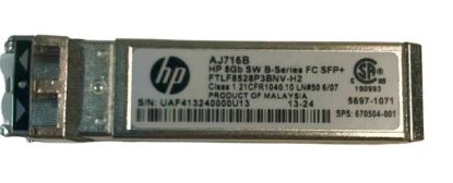 Picture of HPE AJ716B 8GBPS Shortwave B-Series Fibre Channel 1 Pack SFP+ Transceiver Module | New Bulk Pack