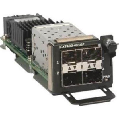 Picture of ICX7400-4X1GF Brocade 4-Port 100 Mbps/1 GBe Sfp. New Factory Sealed 3 Years Brocade Warranty.