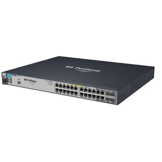 Picture of J9146-69001 HP E2910 24G PoE Al Switch Managed 24 X 10/100/1000 4 X Shared SFP Rack-Mountable. Refurbished.