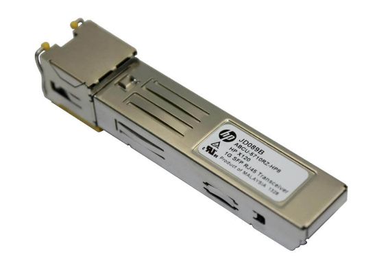 Picture of JD089-61201 HPE X120 Sfp Mini Gbic Transceiver Module 1000base T Rj-45 Plug In Module. Refurbished.