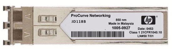 Picture of JD118-61201 HPE X124 - SFP (Mini-Gbic) Transceiver Module – 1000Base-SX - LC - Plug-In Module. New Bulk Pack.