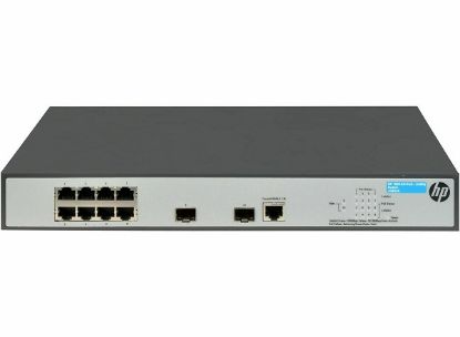 Picture of JG922A#ABA HP 8-Ports 10/100/1000 PoE+, 2-Port SFP 1000BASE-X, Web Managed Rackmountable Gigabit Switch. Refurbished.