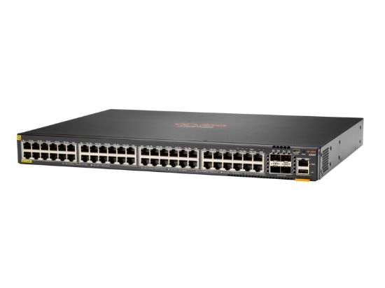 Picture of JL665A HPE Aruba 6300F 48 Port 1GB Class 4 PoE And 4 Port SFP56 Switch. New Bulk Pack.