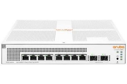 Picture of JL681A HPE Aruba Instant ON 8G CLASS4 POE 2SFP 124W Switch - 8 Ports - Managed - Rack-Mountable. Refurbished.
