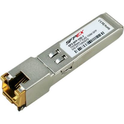 Picture of QFX-SFP-1GE-T Juniper 1.25Gbps 1000Base-T Copper 100m RJ-45 Connector SFP Transceiver Module. New Bulk Pack