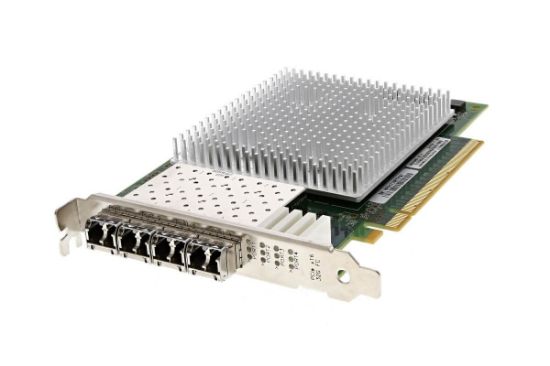 Picture of QLE2764-T-DEL Dell 32GFC Quad Port PCI-E 3.0 X16 SFP Host Bus Adapter. Refurbished.