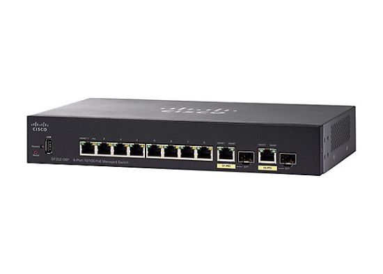 Picture of SF352-08P-K9-NA Cisco Small Business 8 PoE+ Ethernet & 2 Combo Gigabit SFP Ports Managed Switch | Refurbished