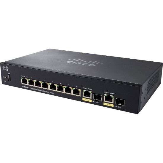 Picture of SG350-10MP-K9 Cisco Small Business SG350-10MP 10 Ports Layer 3 Managed Switch | Refurbished