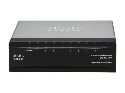 Picture of SLM2008PT Cisco SG 200-08P 8-Ports Gigabit PoE Smart Switch | New Bulk Pack