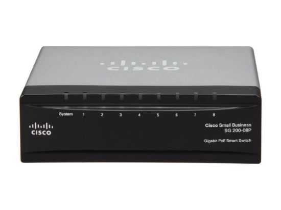 Picture of SLM2008PT-NA Cisco SG 200-08P 8-Ports Gigabit PoE Smart Switch | New Bulk Pack