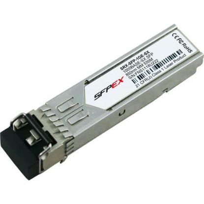 Picture of SRX-SFP-1GE-SX Juniper 1000 BASE-SX SFP Optical Module. New Factory Sealed 3 Years Juniper Warranty.