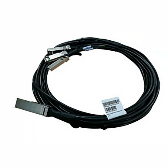 Picture of JL283A HP X240 QSFP28 4xSFP28 3m Direct Attach Copper Cable QSFP28/SFP28 for Network Device, Switch 12.50 GB/s 9.84 ft 1 Pack 1 x QSFP28 Male Network 4 x SFP28 Male Network. New Bulk Pack.