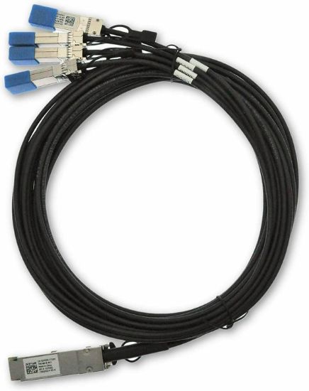 Picture of X8DKW Dell Force 10 S4820T/S4810P Qsfp+ To (4) SFP+ 5M Breakout Cable. New Bulk Pack.