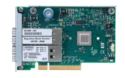 Picture of 656090-001 HP Infiniband FDR/EN 10/40GB Dual Port 544FLR-Qsfp PCI-E X8 Adapter. New Bulk Pack.