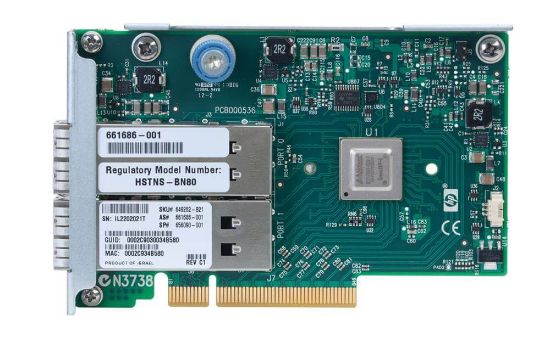 Picture of 656090-001 HP Infiniband FDR/EN 10/40GB Dual Port 544FLR-Qsfp PCI-E X8 Adapter. New Bulk Pack.