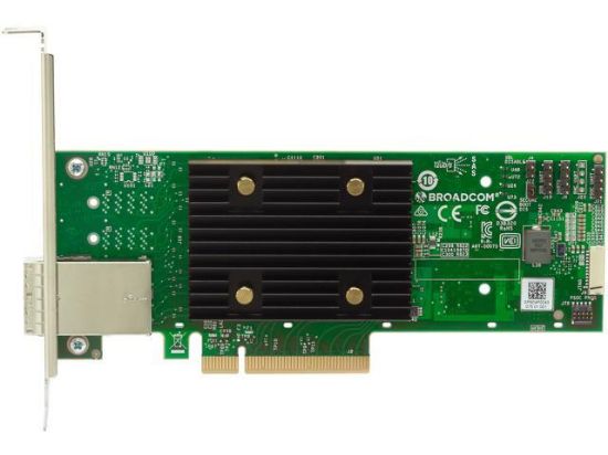 Picture of 9500-16E Broadcom Tri-Mode 16 Port SATA 6GBPS SAS 12GBPS HBA. New Factory Sealed 3 Years Broadcom Warranty.