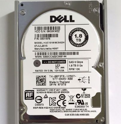 Picture of ​400-AIOU Dell 1.8TB 10K RPM SAS 6GBPS Hot Plug with tray Poweredge Hard Drive | New Bulk Pack