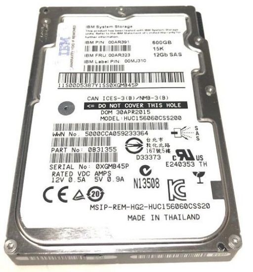 Picture of 00MJ310 IBM 600GB 15K RPM SAS 12GBPS Hot Swap Hard Drive | Refurbished
