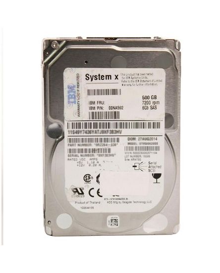 Picture of 00NA592 IBM 500GB 7.2K RPM SAS 6GBPS SFF Hot Swap Nearline Hard Drive | Brand New 3 Years Warranty
