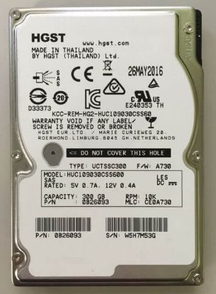 Picture of 0B25654 Hitachi Ultrastar C10K600 300GB SAS 6GBPS 10K RPM 64MB Buffer Internal Hard Disk Drive | Refurbished