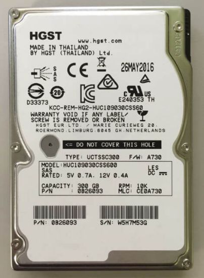 Picture of 0B25654 Hitachi Ultrastar C10K600 300GB SAS 6GBPS 10K RPM 64MB Buffer Internal Hard Disk Drive | Refurbished