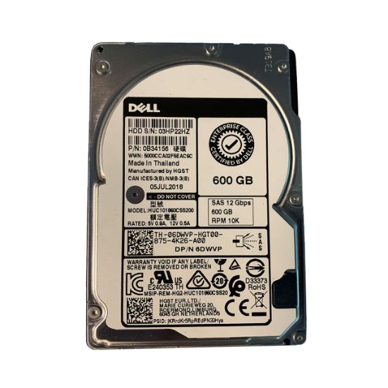 Picture of 0B34156 Dell Ultrastar C10k1800 600GB 10K RPM SAS 12GBPS 128MB Enterprise Hard Drive | Refurbished