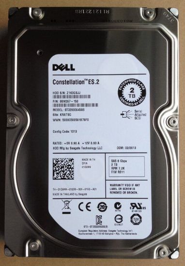Picture of 400-ALRU Dell 2TB 7.2K RPM SAS 12GBPS 512N LFF Hard Drive | New Bulk Pack