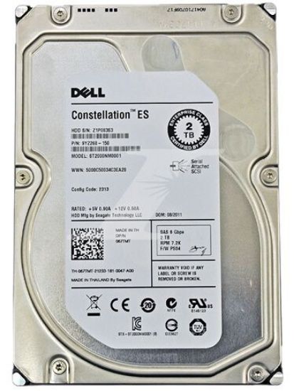 Picture of 400-AUUQ Dell 2TB 7.2K RPM SAS 12GBPS 512N LFF Hard Disk Drive | Refurbished