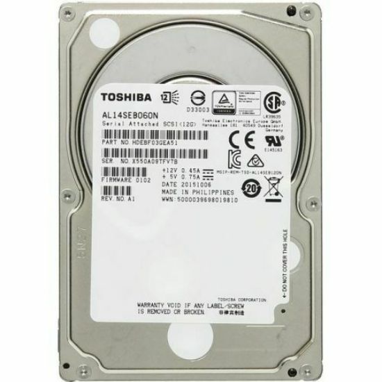 Picture of AL15SEB060NY Toshiba Enterprise 600GB 10K RPM SAS 12GBPS 128MB 2.5 Inch Hard Drive. Refurbished.