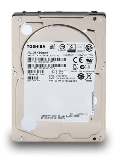 Picture of HDEAE00GEA51 Toshiba AL13SX Series 600GB SAS 6GBITS 15K RPM 64MB Buffer 2.5Inchs Hard Disk Drive. Refurbished.