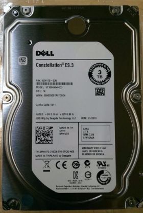 Picture of HHD4K Dell 3TB 7.2K RPM SATA 6GBPS 3.5 Inches 64 MB Buffer Hot Plug Hard Drive With Tray For Dell System. Refurbished.