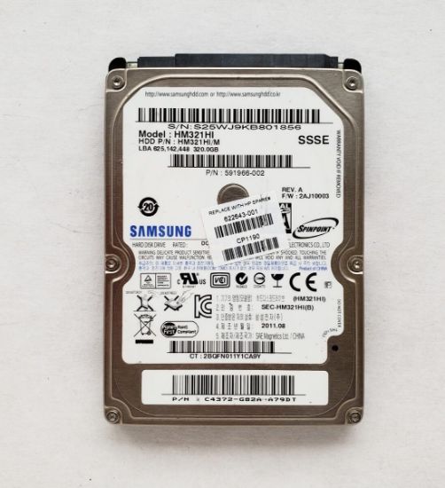 Picture of HM321HI Samsung Spinpoint (Enhanced)M7 320GB 5.4K RPM 8MB Buffer 2.5Inch SATA 3.0GB/S Internal Notebook Drive. Refurbished.