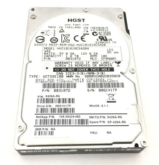 Picture of HUC101818CS4204 Western Digital Ultrastar C10k1800 1.8TB 10K RPM SAS-12GBITS 128MB Buffer 4kn Se 2.5inch Enterprise Hard Drive | Refurbished | Dell OEM