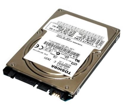 Picture of MK1637GSX Toshiba 160GB 5.4K RPM 8MB Buffer SATA-II 7-Pin 2.5inch Notebook Hard Disk Drive. Refurbished.