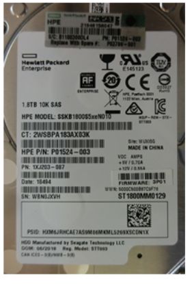 Picture of P08906-001 HPE 3Par 1.8TB SAS 12GBPS 10K RPM 2.5Inch Sff Hard Drive with Tray. New Sealed Spare.