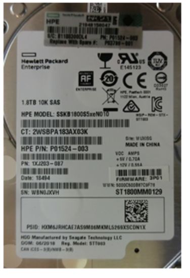 Picture of P08906-001 HPE 3Par 1.8TB SAS 12GBPS 10K RPM 2.5Inch Sff Hard Drive with Tray. New Sealed Spare.