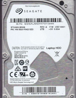 Picture of ST2000LM006 Seagate Spinpoint M9T 2TB 5.4K RPM SATA 6GBPS 32MB Cache 2.5-inch Internal Hard Drive. Refurbished.