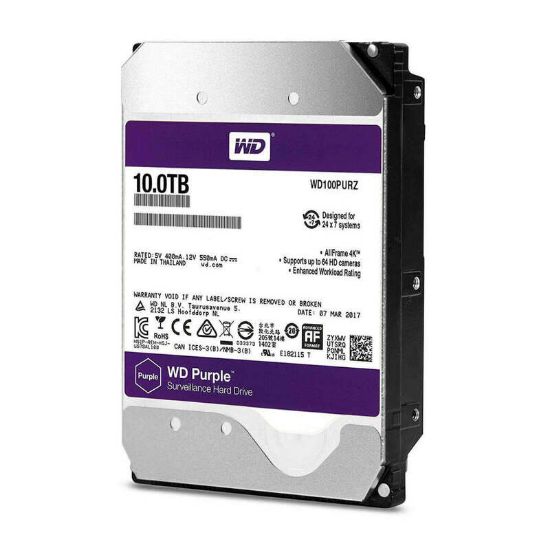 Picture of WD100PURZ Western Digital Purple 10TB 5.4K RPM SATA-6GBPS 256MB Buffer Internal Hard Drive | Refurbished