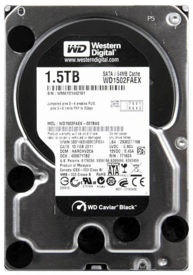 Picture of WD1502FAEX Western Digital Caviar Black 1.5TB 7.2K RPM SATA 6GBPS 64MB Buffer Internal Hard Drive | Refurbished