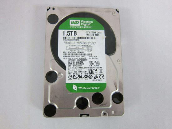 Picture of WD15EARX Western Digital Caviar Green 1.5TB 5.4K RPM Intellipower SATA-6GBPS 64MB Buffer 3.5 Inch Form Factor Low Profile 1.0 Inch Hard Disk Drive. Refurbished.